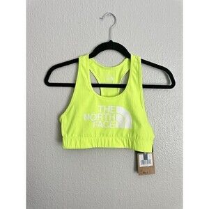 The North Face Sports Bra Womens Size Medium Elevation Bra Neon Green Spell Out
